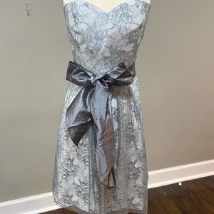 3 for $75! White dress with platinum lace overlay